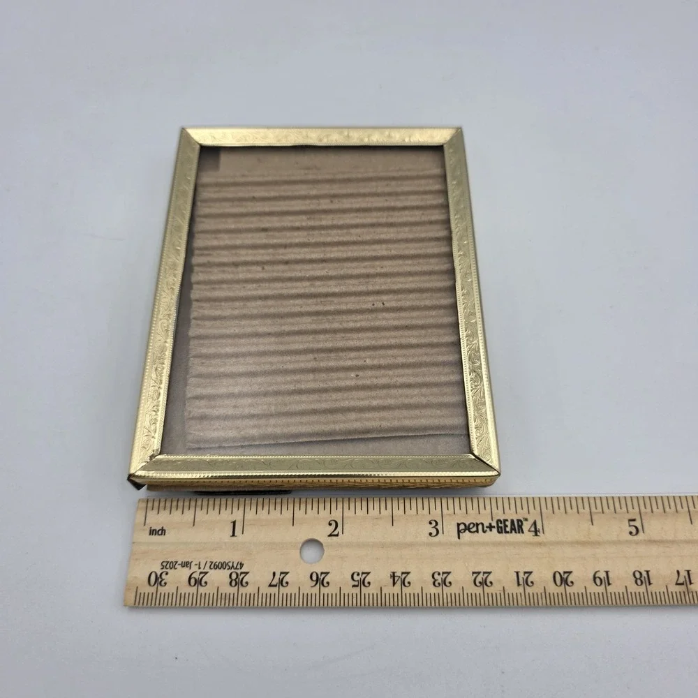 Vintage Embossed Gold Colored Metal Picture Frame 4.75
